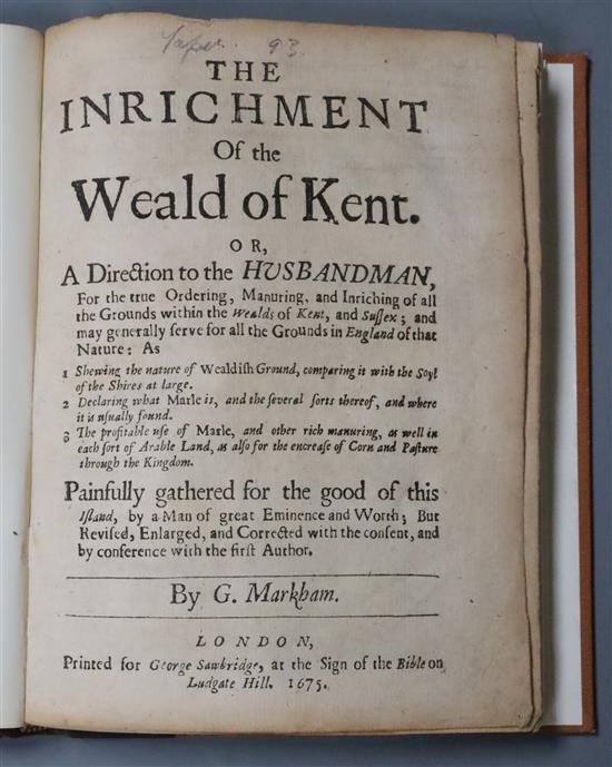 Markham [Gervase] - The Inrichment of the Weald of Kent, or, A Direction to the Husbandman, rebound